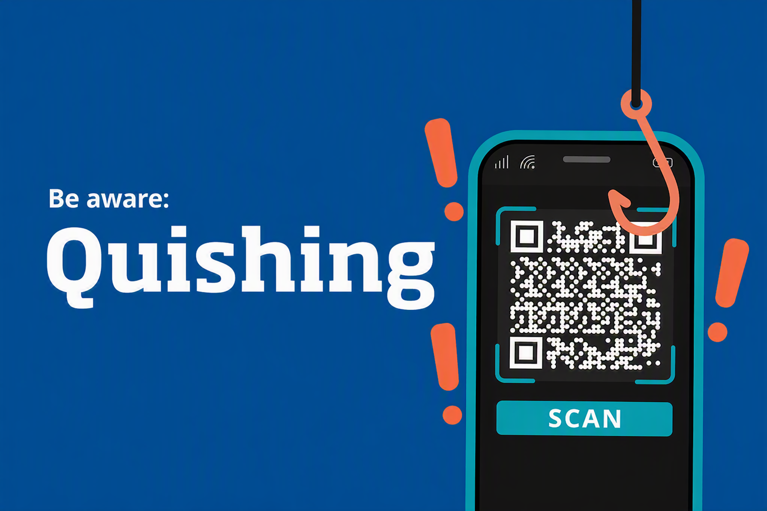 Illustration of a QR code phishing attack (quishing) targeting smartphone users through a malicious QR code scam.