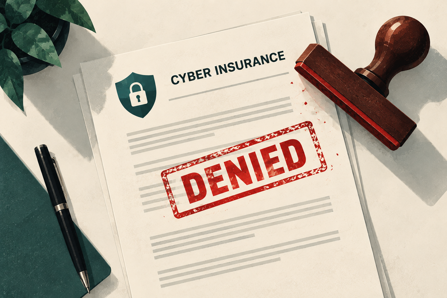 Cyber insurance application stamped denied after failing cybersecurity requirements